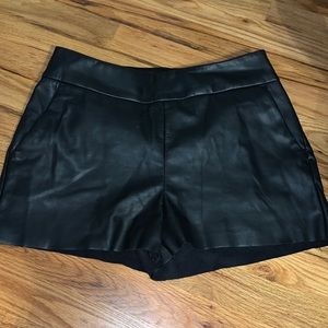 Black leather shorts